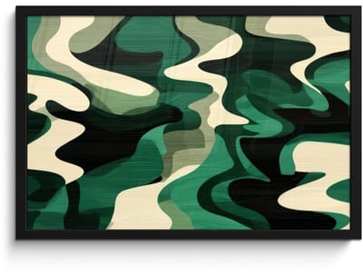 Poster in lijst - Fotolijst 60x40 cm - Posters - Abstract - Camouflage - Groen - Posterlijst zwart - Decoratie - Wanddecoratie woonkamer - Muurdecoratie slaapkamer