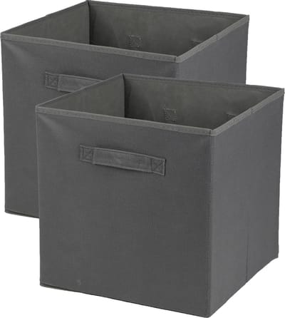 Urban Living Opbergmand/kastmand Square Box - 2x - karton/kunststof - 29 liter - titanium grijs - 31 x 31 x 31 cm - Vakkenkast manden