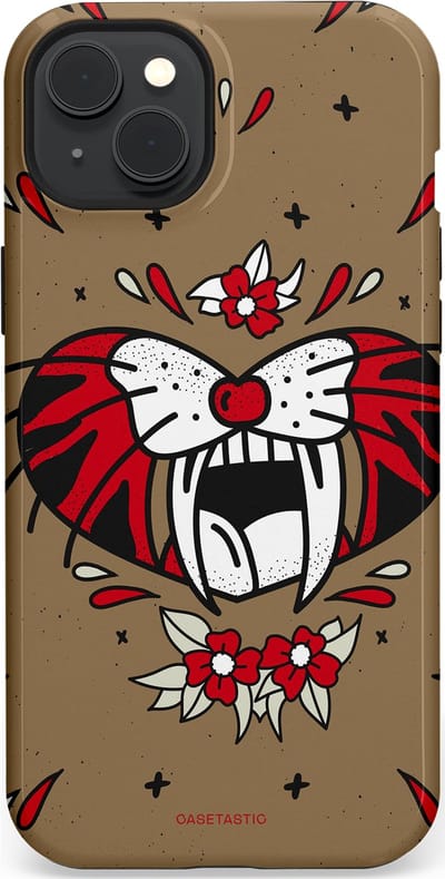 Casetastic hoesje geschikt voor Apple iPhone 15 Plus - MagSafe - Dubbellaagse bescherming - Wilde kracht - Fashion Case - Taupe Donkergrijs Bordeaux