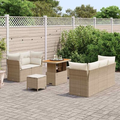 vidaXL - Tuinbank - Set - 8 - st - 5-Aantal - zitplaatsen - Beige - en - Crème