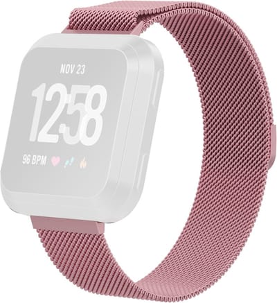 Milanees bandje - geschikt voor Fitbit Versa / Versa 2 - maat S/M - rosekleurig