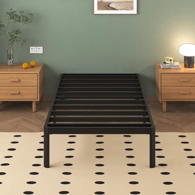 NTHProducts - Metal Bed - Eenpersoonsbed - Veiligheidsontwerp - 75x190cm - Slatted Frame - Geschikt voor tieners - Zwart