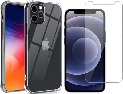Hoesje geschikt voor iPhone 13 Pro - Anti Shock Proof Siliconen Back Cover Case Hoes Transparant - Tempered Glass Screenprotector