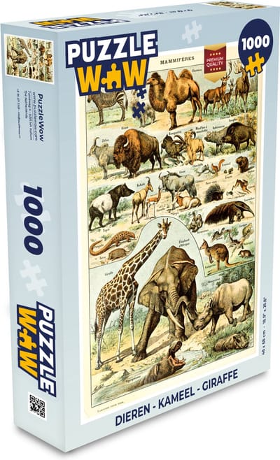 Puzzel Dieren - Kameel - Giraffe - Vintage - Adolphe Millot - Legpuzzel - Puzzel 1000 stukjes volwassenen