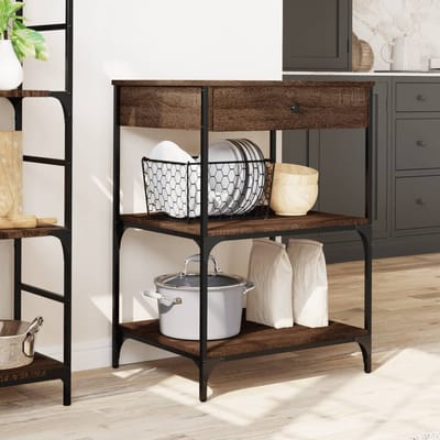 vidaXL - Keukentrolley - 60x48x89,5 - cm - bewerkt - hout - bruin - eikenkleurig