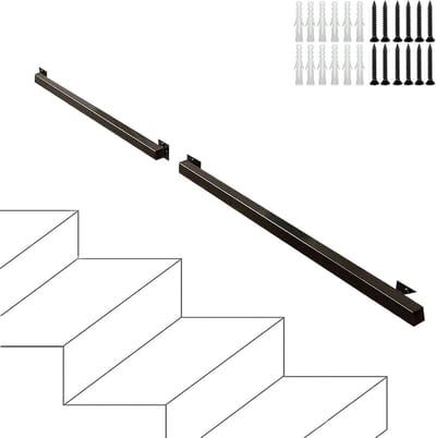 Zwarte Trap Leuning - Wandmontage Reling - Veiligheid Binnenshuis - Stevig Smeedijzer - 300cm - Zwart