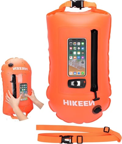 Zwemboei en Droge Tas, Opblaasbare Zwemaccessoires met Telefoonhoesje voor Triatlon en Snorkelen, Ideaal voor Training en Racen