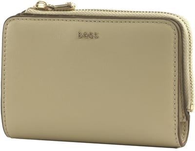 BOSS Leren portemonnee Numah New SM Wallet Light Beige