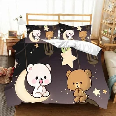 Kawaii Bubu en Dudu 3D-print Anime Beddengoedset Dekbedovertrek Dekbed Bed Enkel Twin Volledig King Queen Size Beddengoedset Kinderen 155X220cm-3pcs