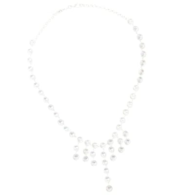 Behave Dames Ketting Zilver Kleur met Multi Kleur Stenen en Hanger 40 cm – Nikkelvrij Handgemaakt