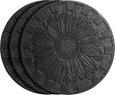 Stapstenen Set - Tuinpad Tegels - Decoratief Pad - Schokabsorberend Rubber - Set van 3 - Zonnebloem Design