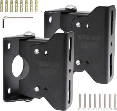 Luidspreker Wandhouders - Muurbeugels Speakers - Audio Systeem Installatie - Verborgen Kabeldoorvoer - 20 kg Draagvermogen - Zwart