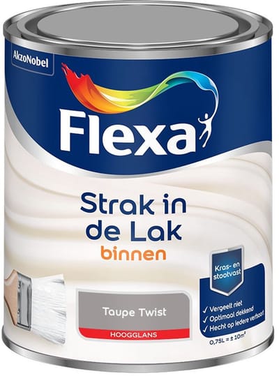 Flexa - Strak In De Lak Binnenlak Hoogglans - Taupe Twist - Mengverf - 750 Ml