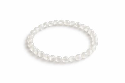 Regenboog Maansteen Armband – 6 mm Kralen – 18 cm – Witte Natuursteen Armband – Elastische Edelsteen Armband