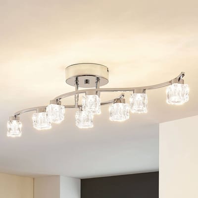 Lindby LED plafondlamp Yaro, 8-lamps, chroom, dimbaar