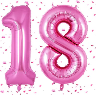Folieballon Cijfer 18 Roze voor Verjaardag Decoratie