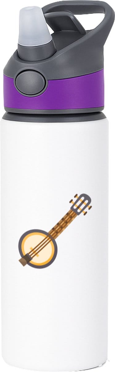 Hacebo® - Banjo waterfles met rietje paars - Muziek - Muzikanten - Instrument - snaarinstrument - gitaar - water fles - 650ML