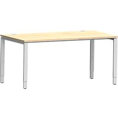 Schäfer Shop Genius bureau Modena Flex, rechthoekig, 4-poots buis, B 1600 x D 800 x H 650-850 mm, ahorn/wit aluminium