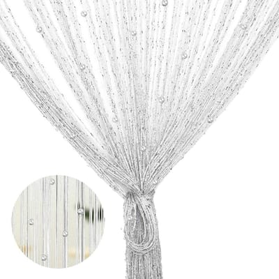 Allecta - Draadgordijn met parels, insectenwerend, vliegenwerend - Wit - 100 x 200 cm