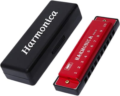 Diatonische Mondharmonica - Muziek Instrument - Muziek Maken - Rijk Geluid - 10 Gaten - Rood