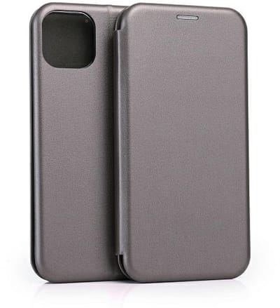 Beline Serie - Hoesje Met Klap voor iPhone 15 Plus - Staal - Magnetische Sluiting