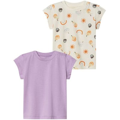 LUPILU 2 baby t-shirts (Paars/wit, 50/56)