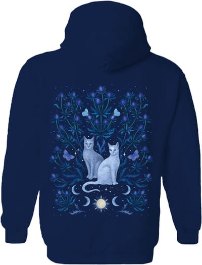 Katten Distel Blue Thistle Cats The Coloured House Hoodie 3XL