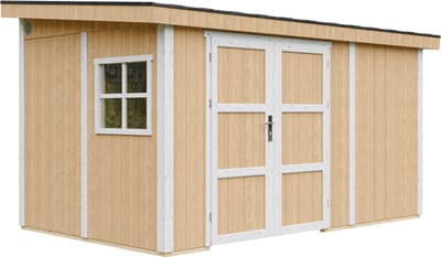 Timbela M939B-HARVEST HONEY - LP SmartSide Tuinhuis op houtbasis - 8,68 m² - 248x412xH231 cm - zonder vloer en zijwand (totaal 3 wanden) met verf
