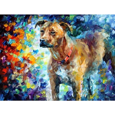 Diamant Schilderij Kruissteek Volle Ronde Boor Kraag hond Diamant Borduurwerk 20X30CM blue