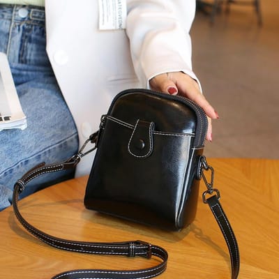 Echt Leer Mobiele Telefoontas Mini Kleine Tas Dames Tas Herfst en Winter Nieuwe Schoudertas Crossbody Tas Mini Kleine Tas black