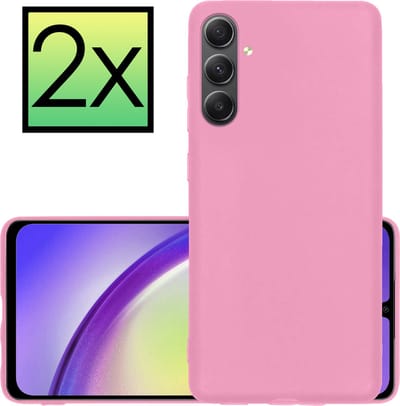 Hoesje - 2 Stuks - Geschikt voor Samsung Galaxy A34 - Sterk & Shockproof - Case Siliconen - Back Cover - Telefoon Hoes - Lichtroze