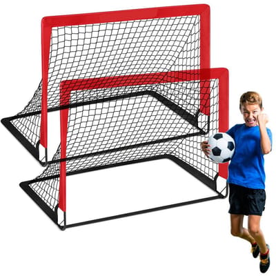 Lot de 2 buts de football portables et pliables pour tout-petits, équipement d'entraînement pour enfants et rouge