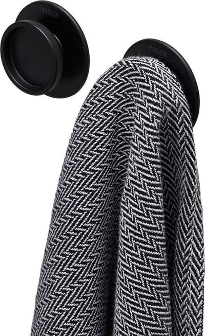 Tiger Tess - Handdoekhaken - Zelfklevend - 3M tape - Zwart (2 stuks)