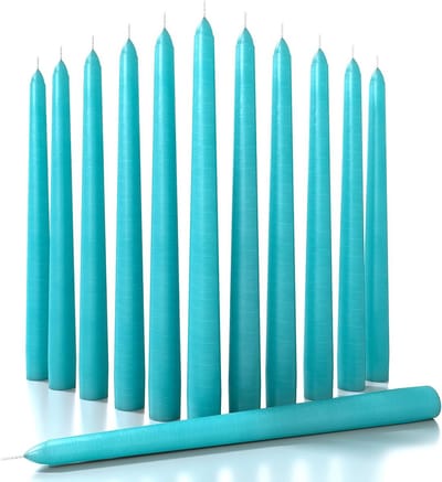 12x Lange Tafelkaarsen Turkoois - Druppelvrij & Ongeparfumeerd - Ideaal voor Diner en Woondecoratie