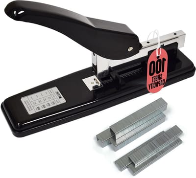Nietmachine Zwaar Werk - Grote Nietmachine - Kantoor Werk - 100 Vel Capaciteit - 29x15x8 cm - Zwart