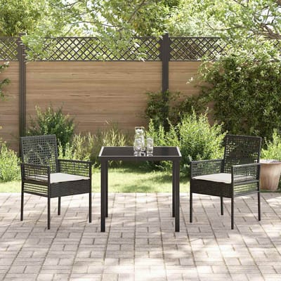 vidaXL Tuinstoel met kussen 2 pcs Zwart 55 x 53 x 85 cm poly rattan