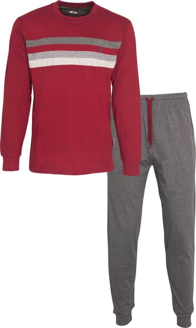 MEQ Heren Pyjama - Ronde Hals - Nachtkleding - Rood - Maat XXL