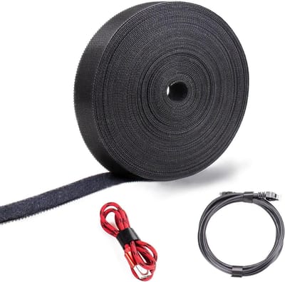 Allecto Plus - Klittenbandrol zwart 15m x 15mm - Dubbelzijdig - Hersluitbaar - Op maat te snijden - Kabelbinders voor doe-het-zelf - Langdurig - Bevestiging en organisatie van kabels