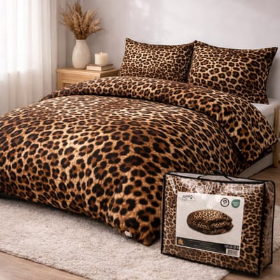 Valking Bedrukt Dekbed - Dekbed Zonder Overtrek - Luipaard - 140 x 220 cm - Hoesloos - 2 in 1 dekbed - Wasbaar