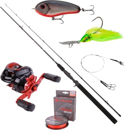 Baitcaster Hengel Set - Roofvis Set - Licht Kunstaas Werpen - Mixed Carbon Blank - 15-45g Werpgewicht - Veelkleurig