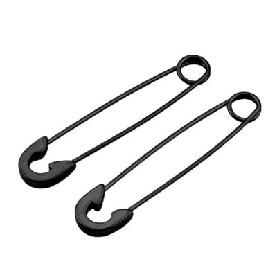 Fliex - oorbellen - veiligheidsspeld - stainless steel - zwart
