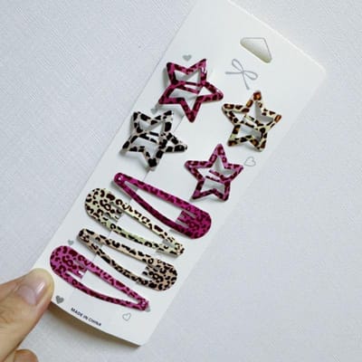 8 Stuks/set Luipaardprint Haarspelden voor Vrouwen Meisjes Vintage Geometrische Ster BB Clips Pony Haarspelden Barrettes Haaraccessoires Set Pentagonal water droplet