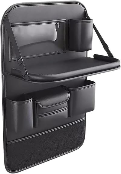 Opbergtas voor de achterbank - 1 stuk - Tas voor de rugleuning van de autostoel - Inclusief tablethouder, voetsteun en opbergvak - Universeel - Opbergtas voor de achterbank van de auto - Geschikt voor SUV's en sedans - Zwart