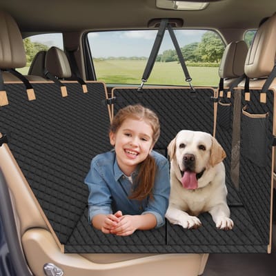 Dailygoods- Hondendeken Waterdicht - Hondendeken Auto Achterbank - Veiligheidsgordels - Hardhouten Bord - Geschikt voor Personenauto's/SUV - Hondenautodeken