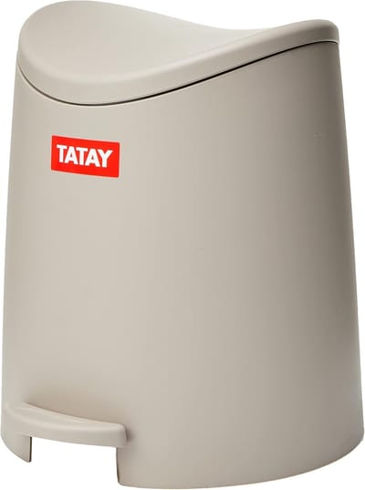 Prullenbak Badkamer - Afvalbakje Toilet - Hygiënisch Werken - Standaard Pedaal - 3 Liter Inhoud - Taupe