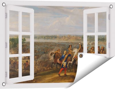 Gards Tuinposter Doorkijk Lodewijk XIV trekt bij Lobith Nederland binnen - Adam Frans van der Meulen - 60x40 cm - Tuindoek - Tuindecoratie - Wanddecoratie buiten - Tuinschilderij