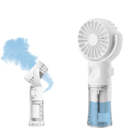GELLDG Draagbare mini-vernevelingsventilator – Oplaadbaar via USB – 4 snelheidsstanden – Compact en lichtgewicht – Geschikt voor gebruik binnenshuis, op school, op reis, tijdens het kamperen en bij het aanbrengen van make-up – Wit