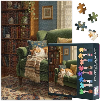 Legpuzzel Volwassenen - Interieur Puzzel - Ontspannen Thuis - Inclusief Poster - 70 x 50 cm - Groen