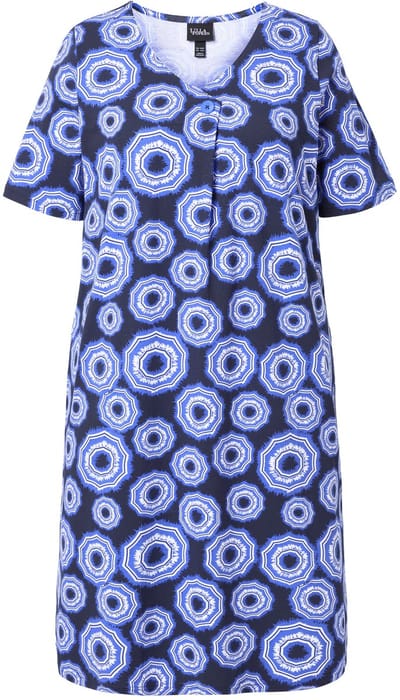 Ulla Popken - Dames - Jersey jurk - Pauwenblauw - Maat 42+