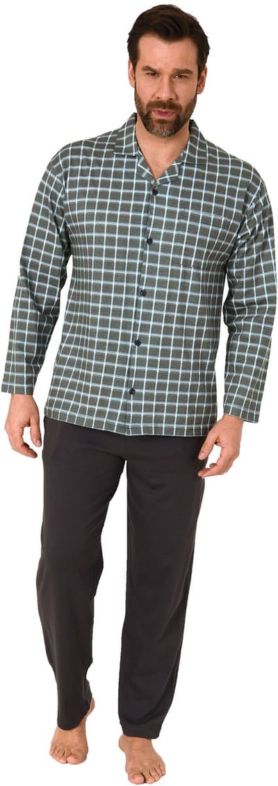 Heren pyjama doorknoop Normann 101 90503 - Grijs - 60/62